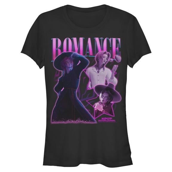 Juniors KPop Demon Hunters Romance Saja Collage T Shirt