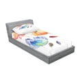 thumbnail image 2 of Ambesonne Vintage Fitted Sheet & Pillow Sham Set, Nature Flowers, Twin, Orange Blue Red, 2 of 2