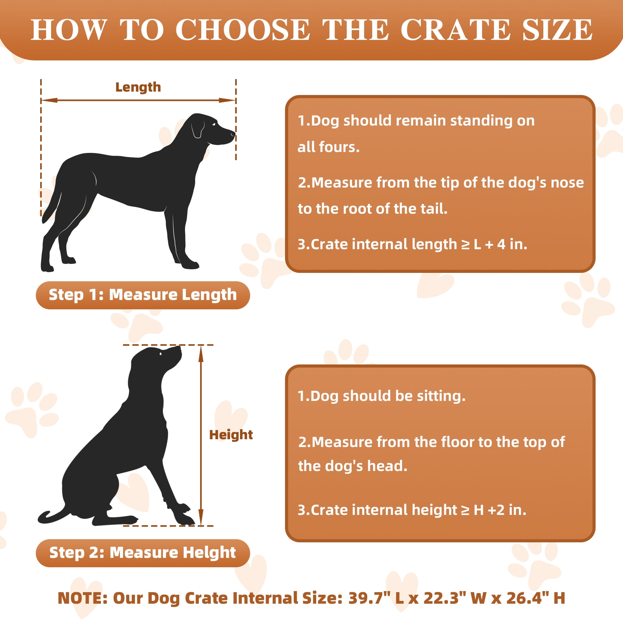 Nygira 41 Inch Dog Crate Furniture with 360° Rotatable Bowls, Wooden Kennel with Double Doors for Large Dogs, Indoor Pet House End Table, Rustic Brown