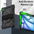 thumbnail image 3 of Dteck Case for iPad Air 13 inch 2025/2024 (M3/M2) with Pencil Holder, Shockproof Silicone + PC 3 Layer Protection Case Heavy Duty 360° Rotating Hand Strap Kickstand Cover,Black, 3 of 8