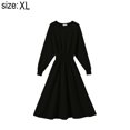 thumbnail image 2 of Laklulu Vestido midi de manga larga con cinturón para mujer, invierno, otoño, negro, XL, 2 of 6