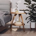 thumbnail image 6 of GMNIU Wood Round End Table with Storage Shelf, Walnut Finish Mid-Century Modern Accent Side Table with Curved Legs for Living Room, Easy Assembly, Stylish, Natural, Brown, 6 of 8