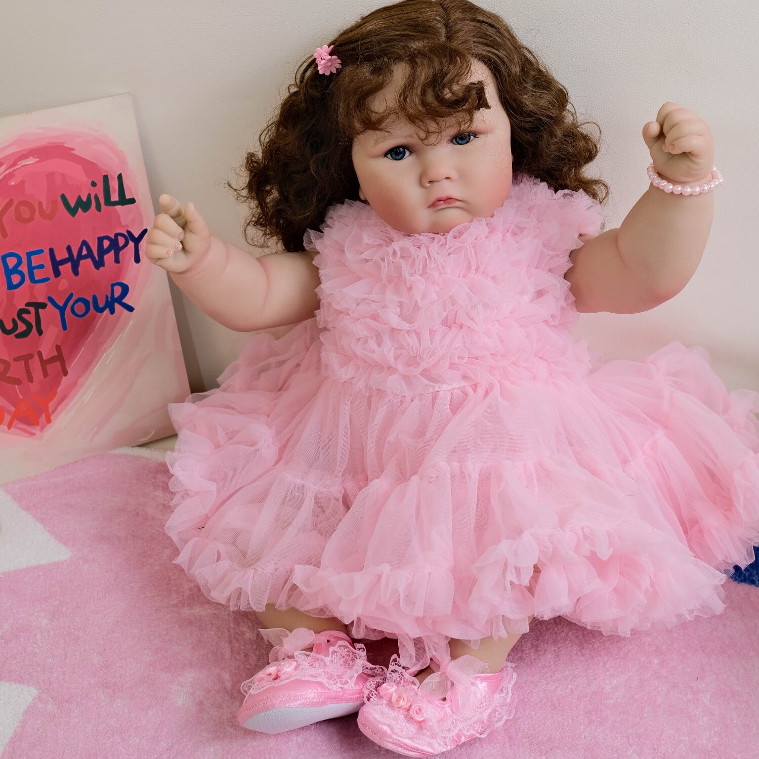 Reborn Baby Dolls, Chubby 24 inch Lifelike Newborn Real Life Poseable Realistic Cloth Body Doll for Girl with Clothes and Toy Gift for Kids Age 3+