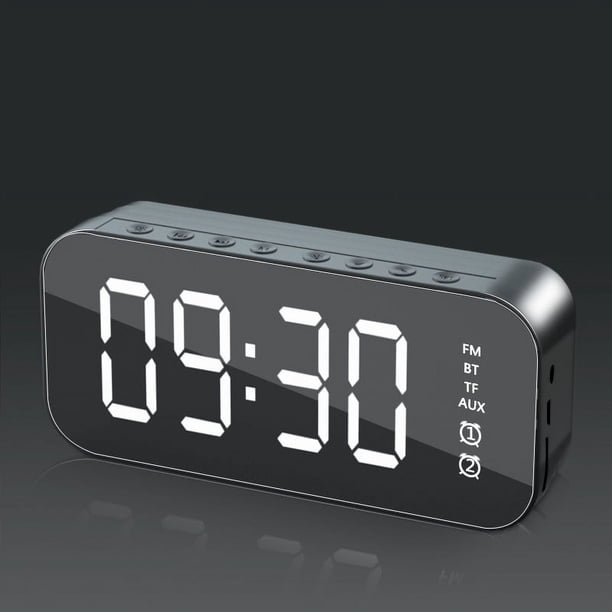 Altavoz Bluetooth inalámbrico creativo, reloj con espejo, despertador, altavoz Bluetooth inalámbrico, tarjeta de transmisión de radio, altavoz de regalo