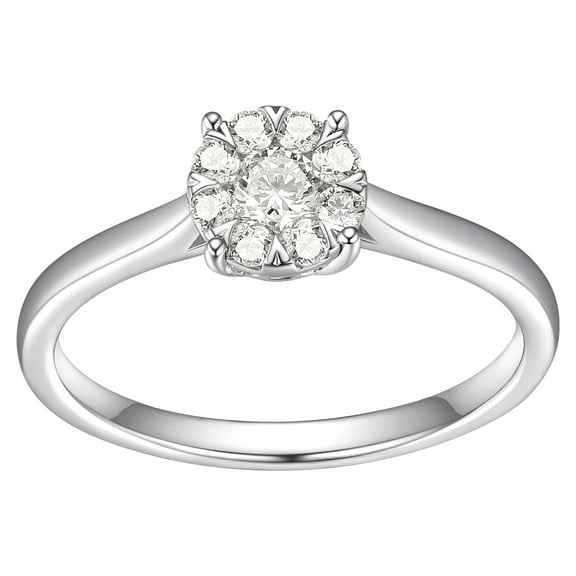Forever Facets 1/4 CT TW Lab Grown Diamond Ring in Platinum over Sterling Silver, Adult Female