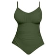 thumbnail image 4 of XIAONU oversize Women's Ruched Front Swimwear Slim Fit Sleeveless V Neck One Piece Swimsuit Stretchy Tummy Control Beach Swimsuits, 4 of 4