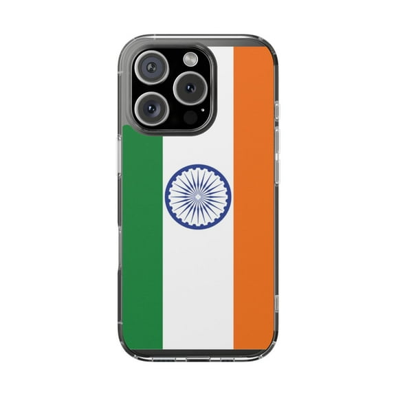 Clear Hybrid Shockproof Case for Apple iPhone 16 PRO - Indian Flag with Ashoka Chakra Design