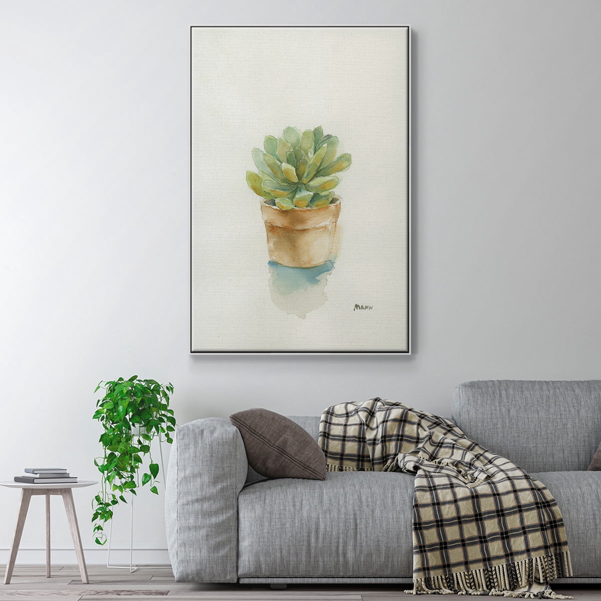 Succulent II Framed Premium Gallery Wrapped Canvas - Ready to Hang - 17 x 25 - White Floating Frame