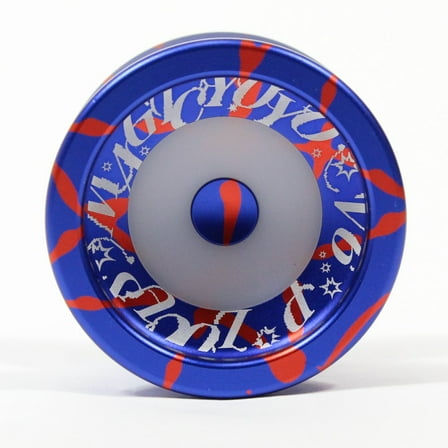 MAGICYOYO Locus V6S Yo-Yo - Aluminum Responsive / Unresponsive Fingerspin YoYo (Dark Blue with Red Splash)