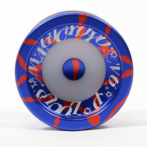 MAGICYOYO Locus V6S Yo-Yo - Aluminum Responsive / Unresponsive Fingerspin YoYo (Dark Blue with Red Splash)