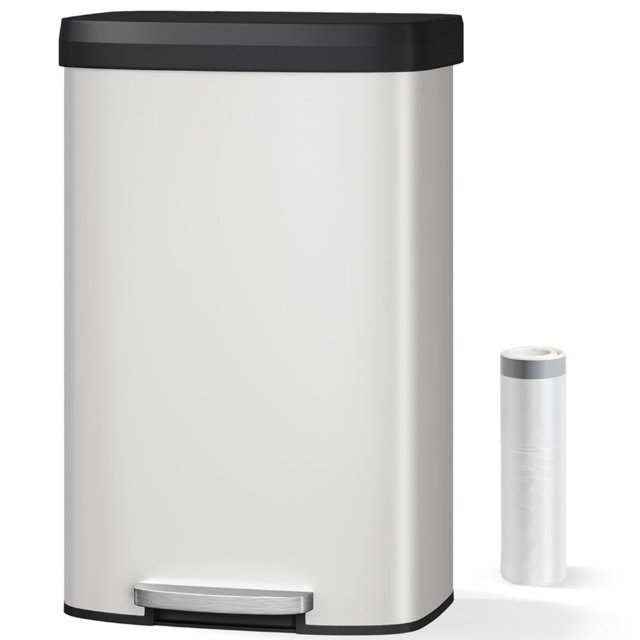 Garvee 21.13 Gallon Large Step-on Trash Can for Kitchen, with Liner Rim & Soft Close Plastic Lid, White