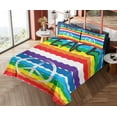 thumbnail image 4 of Ambesonne Retro Fitted & Top Sheet Set with Shams, Stripes Peace Lettering, Multicolor, 4 of 5