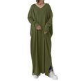 thumbnail image 2 of Gspmoly Robes pour Femmes, Robe Décontractée Grande Taille pour Femmes Couleur Unie Col en V Manches Longues Hiver Automne Basique Décontractée Maxi Longue Robe Robe Quotidienne de Vacances Robes de Soirée pour Femmes Offres des Fêtes, 2 of 5