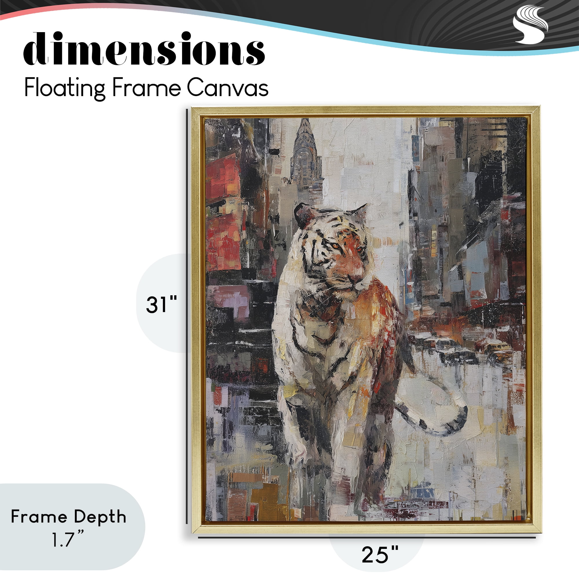 Stupell Industries Concrete Predator Roaming City Gold Framed Floater Canvas Wall Art, design by Svetlana Aleynikova