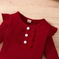 thumbnail image 3 of GYRATEDREAM Infant Baby Girls' Skirt Sets Newborn Fall Outfits Long Sleeve Romper Knitted Bodysuit+Plaid Pleated Skirt+Headband 3PCS Set for, 3 of 9