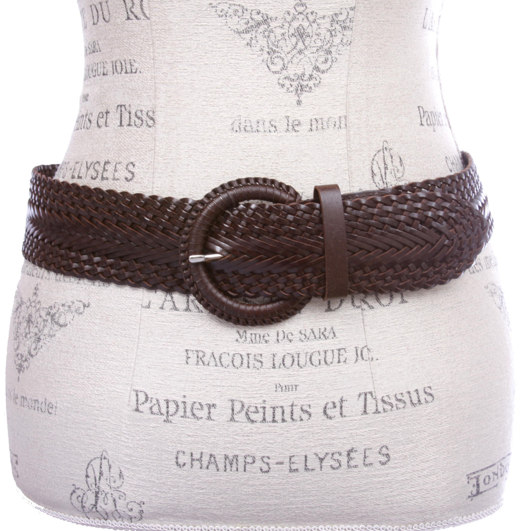 2 Inch Wide Genuine Leather Braided Woven Round Belt