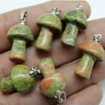 thumbnail image 4 of K-KED 20pcs Mix Natural Stone Hand Carved Mushroom Pendants Delicate Jewelry Making Necklace-cherry quartz, 4 of 9