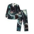 thumbnail image 1 of Balery Wave Ocean Animal Shark Pijama para Hombre de Dos Piezas con Manga Larga, Conjunto de Dormir y Descanso Suave con Bolsillos-Large, 1 of 7
