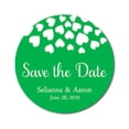 thumbnail image 1 of Darling Souvenir Round 45 Pieces Hearts Save The Date Stickers Wedding Personalized Bride Groom Names And Date Envelope Seals - Green, 1 of 4