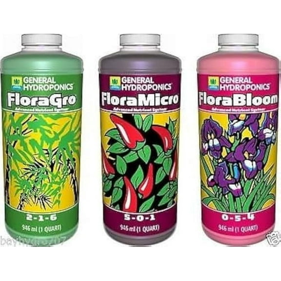 General Hydroponics GH Flora Series 32oz Quarts Trio FloraMicro FloraGrow FloraBloom