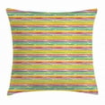 thumbnail image 1 of Colorful Throw Pillow Cushion Cover, Hand Drawn Brush Marks with Rainbow Theme Paint Smear Stripes Design Worn Out Look, Decorative Square Accent Pillow Case, 18 X 18 Inches, Multicolor, by Ambesonne, 1 of 2