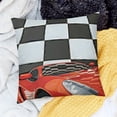 thumbnail image 2 of SHANXI Racing Car Cool Speed Race Car Pillow Cover For Kids Boys Girls Teens, Automobile Extreme Sport Cushion Cover, Grid Pillow Case For Car, Red Black 12x12in, 2 of 5