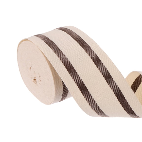 Uxcell Natural Cotton Striped Ribbon, 1.5"/3.8cm 5 Yards Stripe Grosgrain Ribbon for DIY Crafts Gift Wrapping Home Decoration Wedding Christmas Sewing, Brown-Beige