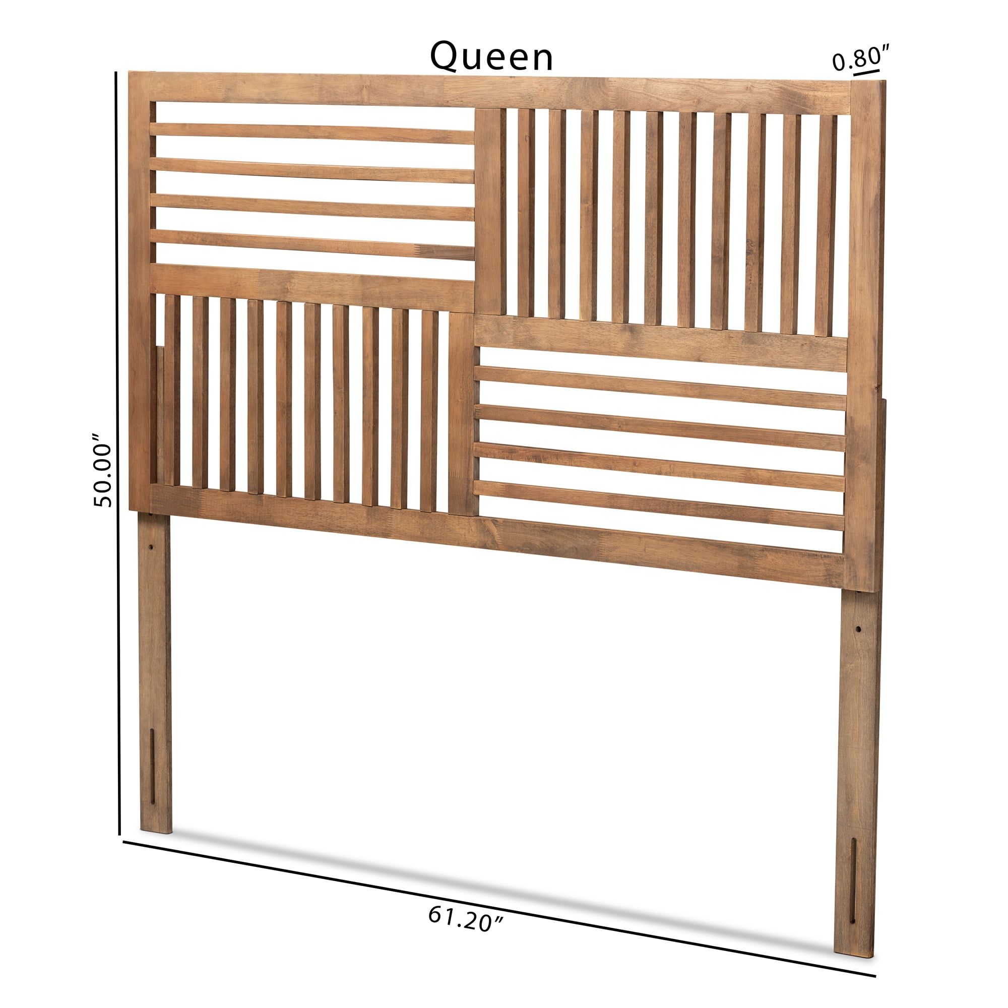 Baxton Studio Adler Transitional Slat Back Support Rubberwood Headboard, King, Ash Walnut