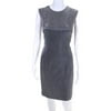 Pre-owned|Escada Womens Sleeveless Metallic Knee Length Sheath Dress Silver Tone Size 38