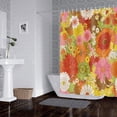 thumbnail image 4 of Extra Long Shower Curtain 72x84 inch Length, Orange Yellow Pink White Vintage Floral Shower Curtain Set for Bathroom, Water Resistant Polyester Fabric Machine Washable, 4 of 4