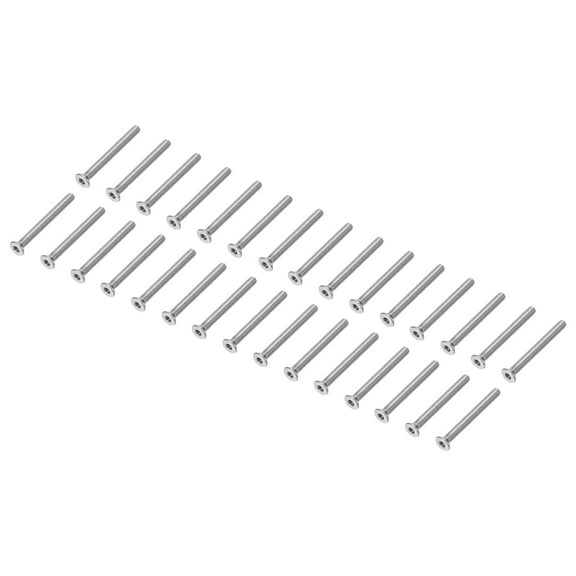Uxcell M3 x 30 mm Flat Head Socket Cap Screws, 50 Pack 304 Stainless Steel 18-8 Machine Screws Flat Countersunk Bolts