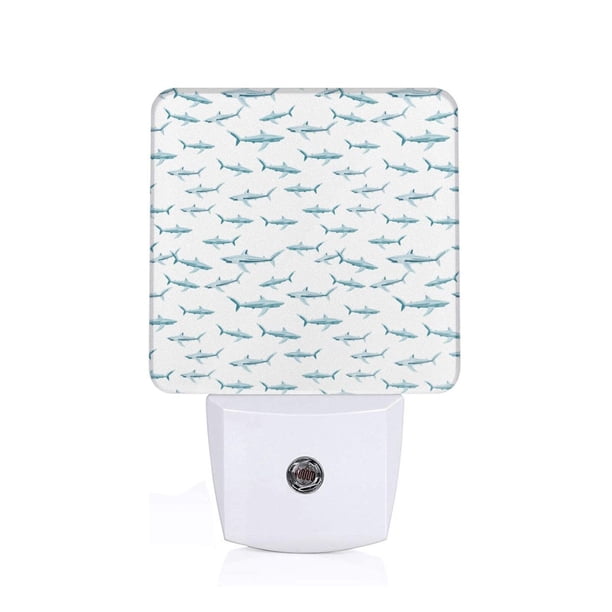 Balery Cute Shark Luz Nocturna LED con Sensor Automático, Enchufe con Sensor Crepuscular, Luz Suave de 0.5W para Dormitorio, Pasillo, Baño-EU