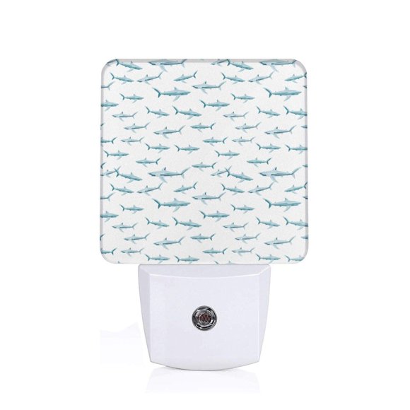 Balery Cute Shark Luz Nocturna LED con Sensor Automático, Enchufe con Sensor Crepuscular, Luz Suave de 0.5W para Dormitorio, Pasillo, Baño-UK
