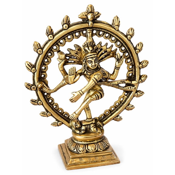 JGARTS Hindu God Deity Shiva Dancing Nataraja Natraj Brass Statue Sculpture for Home Decor Temple Mandir 6.5"