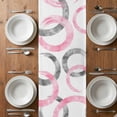thumbnail image 6 of Pink Grey Table Runner - 90 Inch Long, Kitchen Dining Table Runner Dresser Scarves, Geometric Circle Modern Abstract Simple Art Farmhouse Decor for Coffee Tables Wedding Party Banquet, 6 of 8