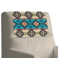 thumbnail image 2 of COEQINE Headrest Cover for Recliner, PU Leather Recliner Headrest Protector with Adhesive Backed Hook and Loop Fasteners for Living Room Home Decor, 17x27 Inch, American Tribal Blue Yellow, Set of 3, 2 of 7