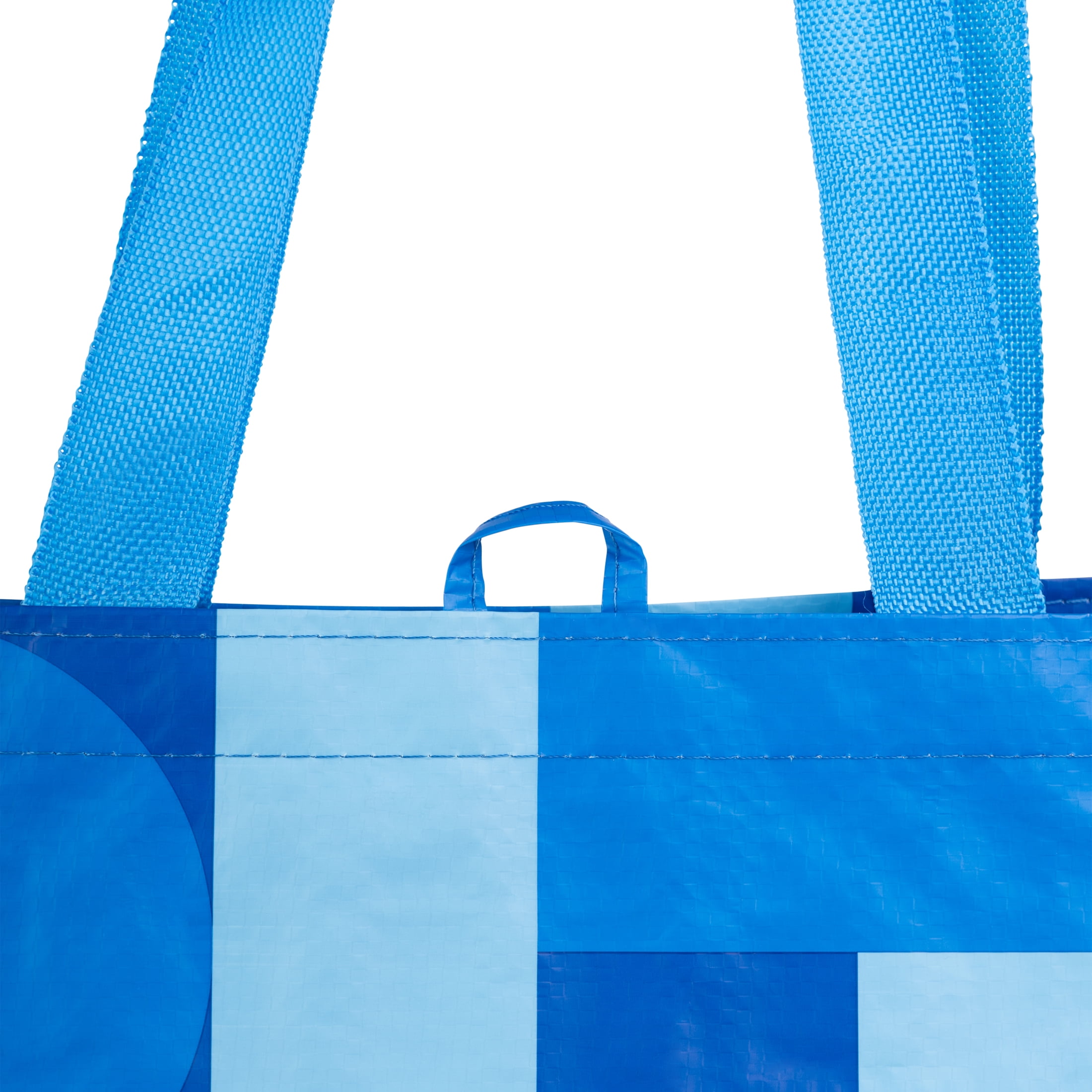 Reusable, Multi-Functional Wide Grocery Bag, Blue and Yellow Abstract Design