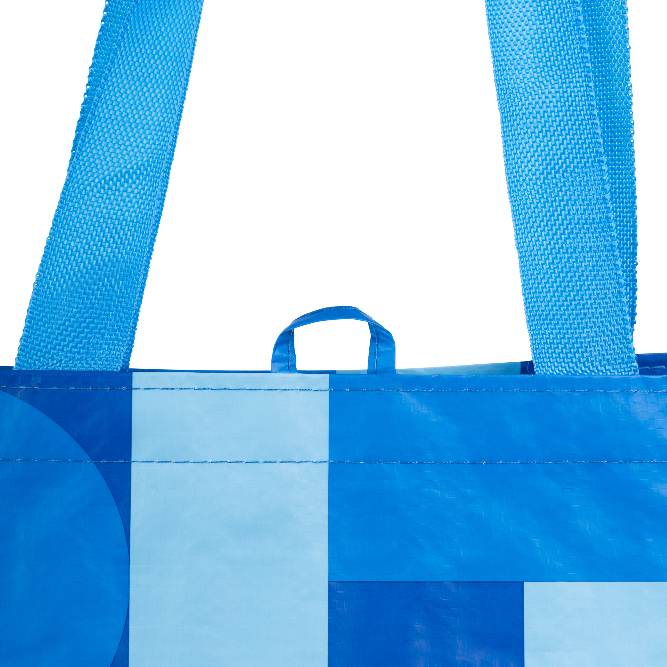 Reusable, Multi-Functional Wide Grocery Bag, Blue and Yellow Abstract Design - image 3 of 5