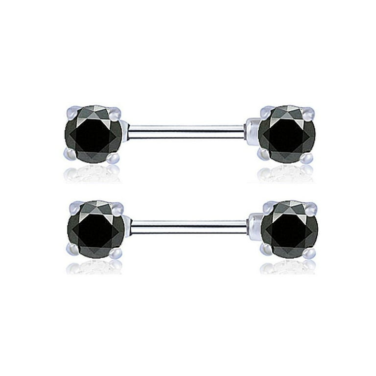 Fashion Girls Stainless Steel Barbell Crystal Nipple Ring Body