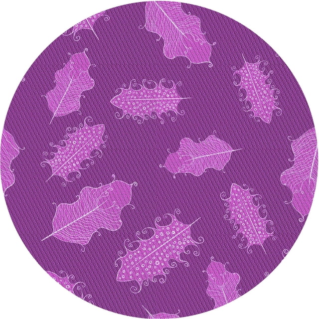 Ahgly Tapis Rond Lavable en Machine Intérieur Transitionnel Violet Cramoisi, 7 Pieds Rond