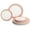 RIO-Pearl Blush, variant on " OCCASIONS " 100 Plates Pack,(50 Guests) Heavyweight Wedding Party Disposable Plastic Plates -50x10.25'' Dinner+50 x 7.5'' Salad/Dessert (Rio Collection White & Turquoise blue)