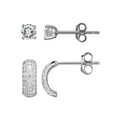 thumbnail image 2 of Brilliance Women's Sterling Silver Cubic Zirconia Earrings Set, 2 of 3