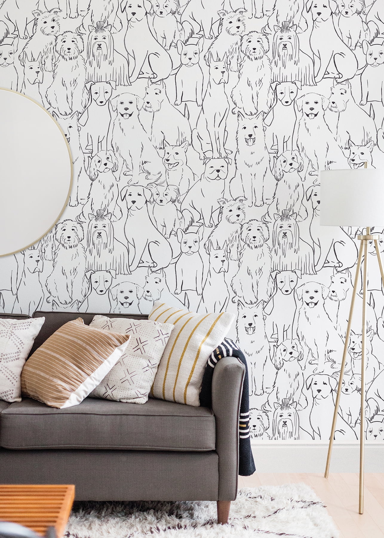 NuWallpaper Black And White Paws On Vinyl Peel And Stick Wallpaper, 216-in by 20.5-in, 30.75 sq. ft.