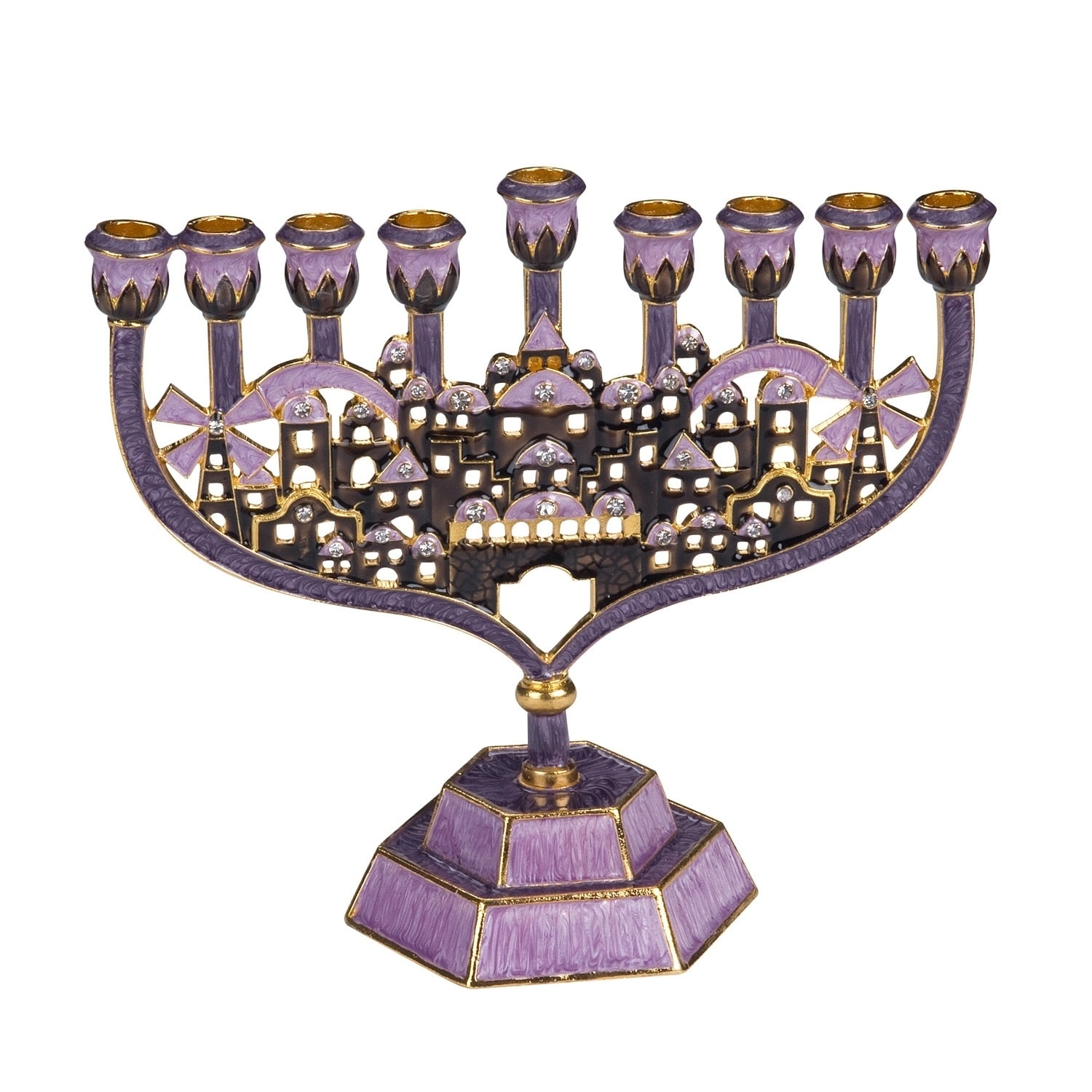 Gift Mark Decorative Jeweled Menorah with Crystal Accents of Old