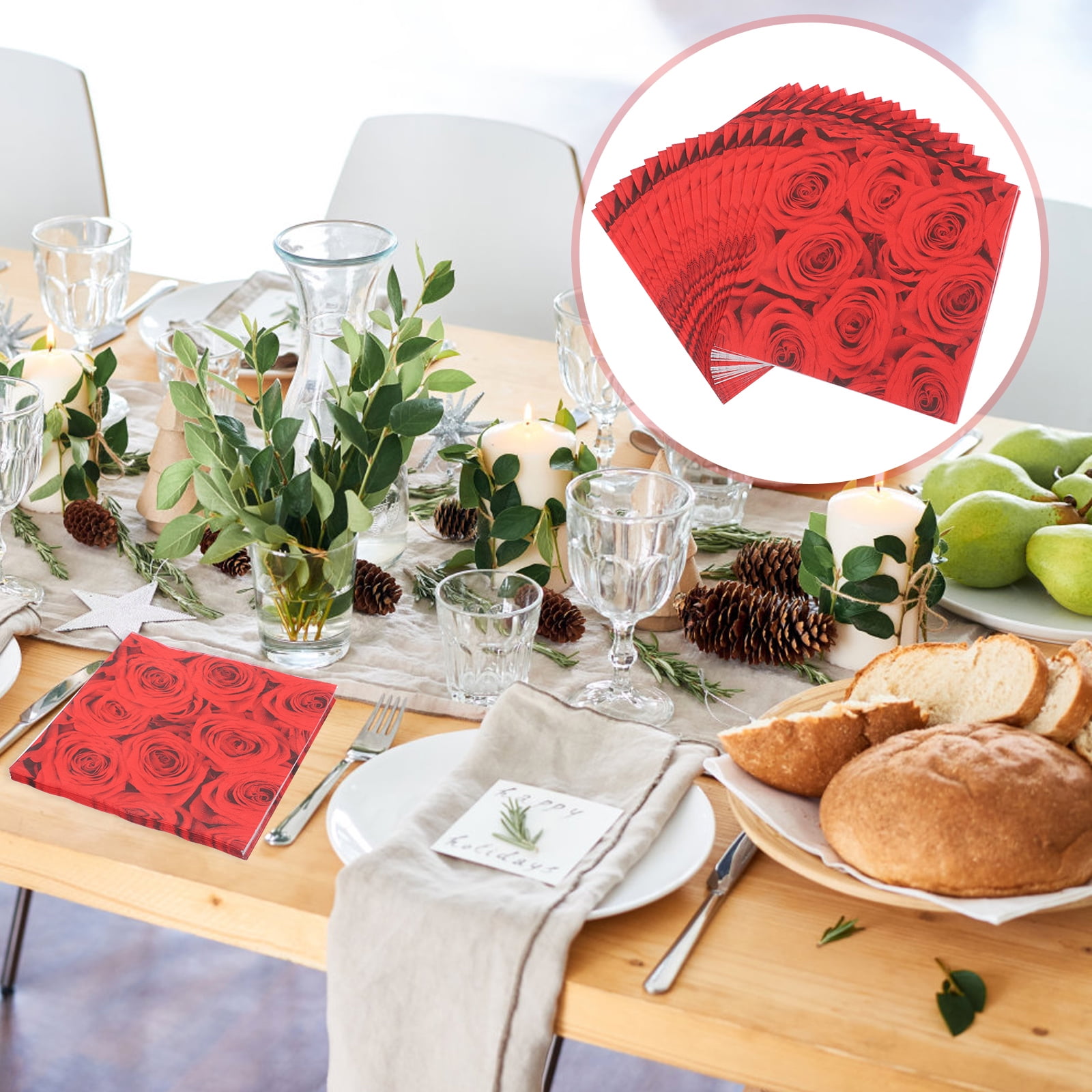 Serviettes Papier Fleuries Bohême - Serviettes Papier Anniversaire, Repas D'Été, Barbecue, Pique