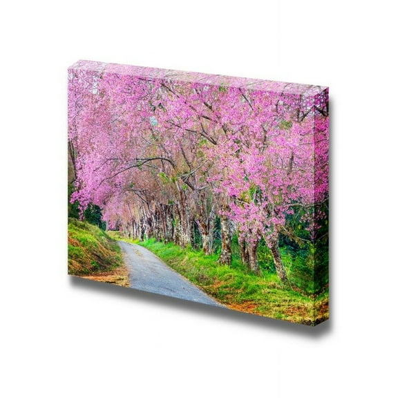 wall26 - Canvas Prints Wall Art - Cherry Blossom Path Way | Modern Wall Decor/Home Decoration Stretched Gallery Canvas Wrap Giclee Print. Ready to Hang - 12" x 18"