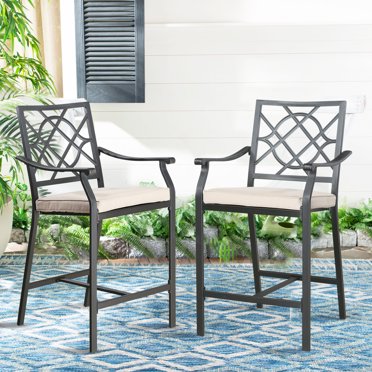 Ulax Furniture Outdoor Height Counter Bar Stools, 360 Degree Swivel