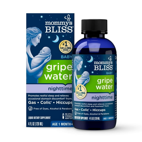 Mommy's Bliss Gripe Water Night Time Dietary Supplement with Chamomile and Lemon Balm, 1 Month , 4 fl oz