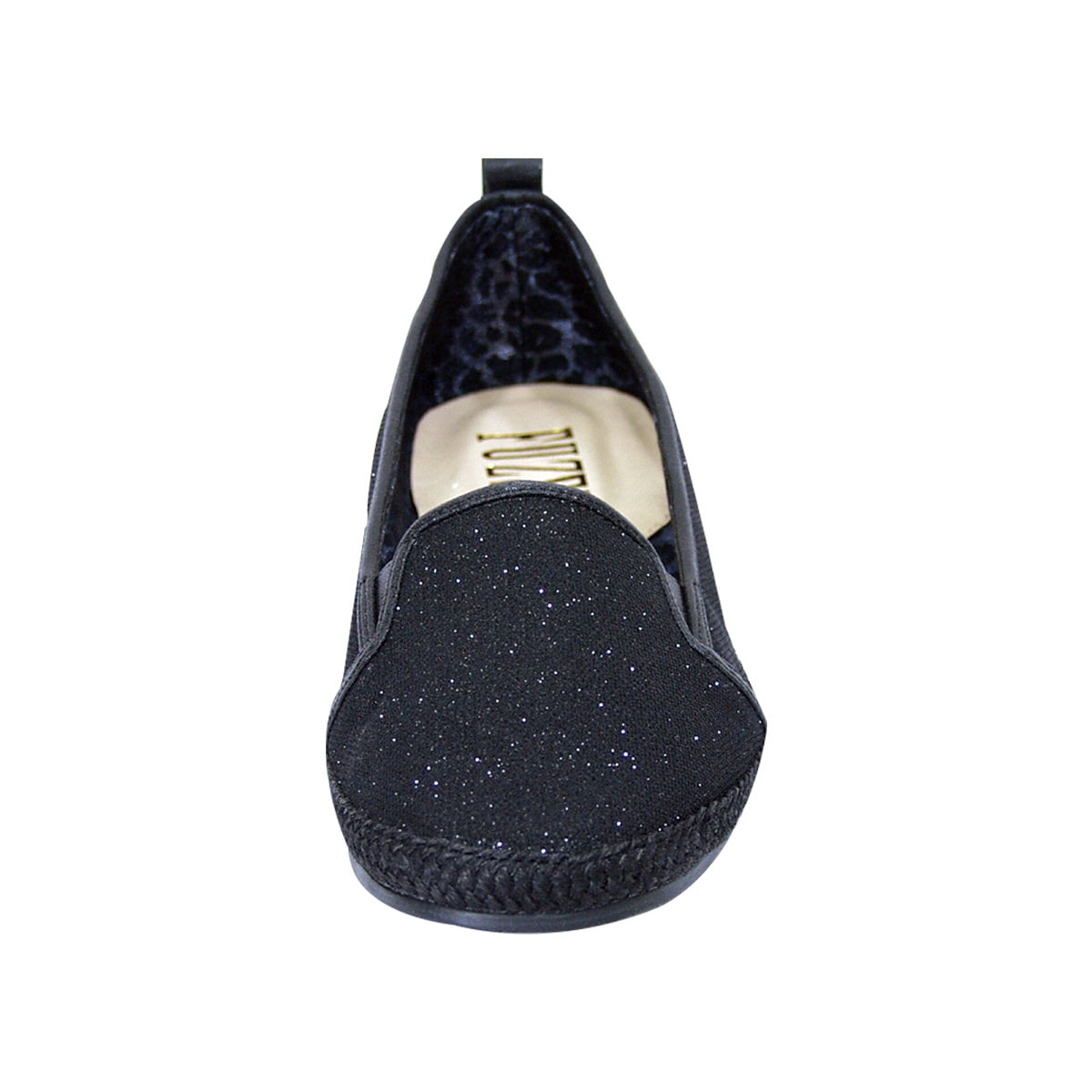 FUZZY Lacy Women Extra Wide Width Casual Metallic Flat BLACK 5