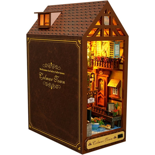 Book Nook - Kit de casa en miniatura para casa de muñecas de madera, sujetalibros para decoración Book Nook - Kit de casa en miniatura para casa de muñecas de madera, sujetalibros para decoración